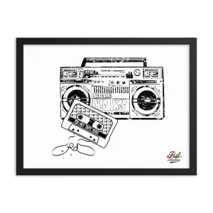 1986 mix tape mono print - framed wall art