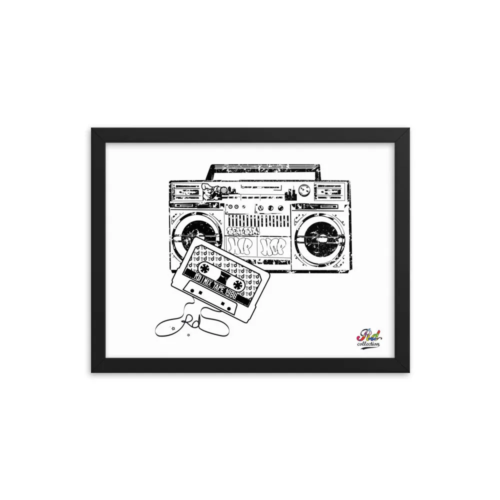 1986 mix tape mono print - framed wall art