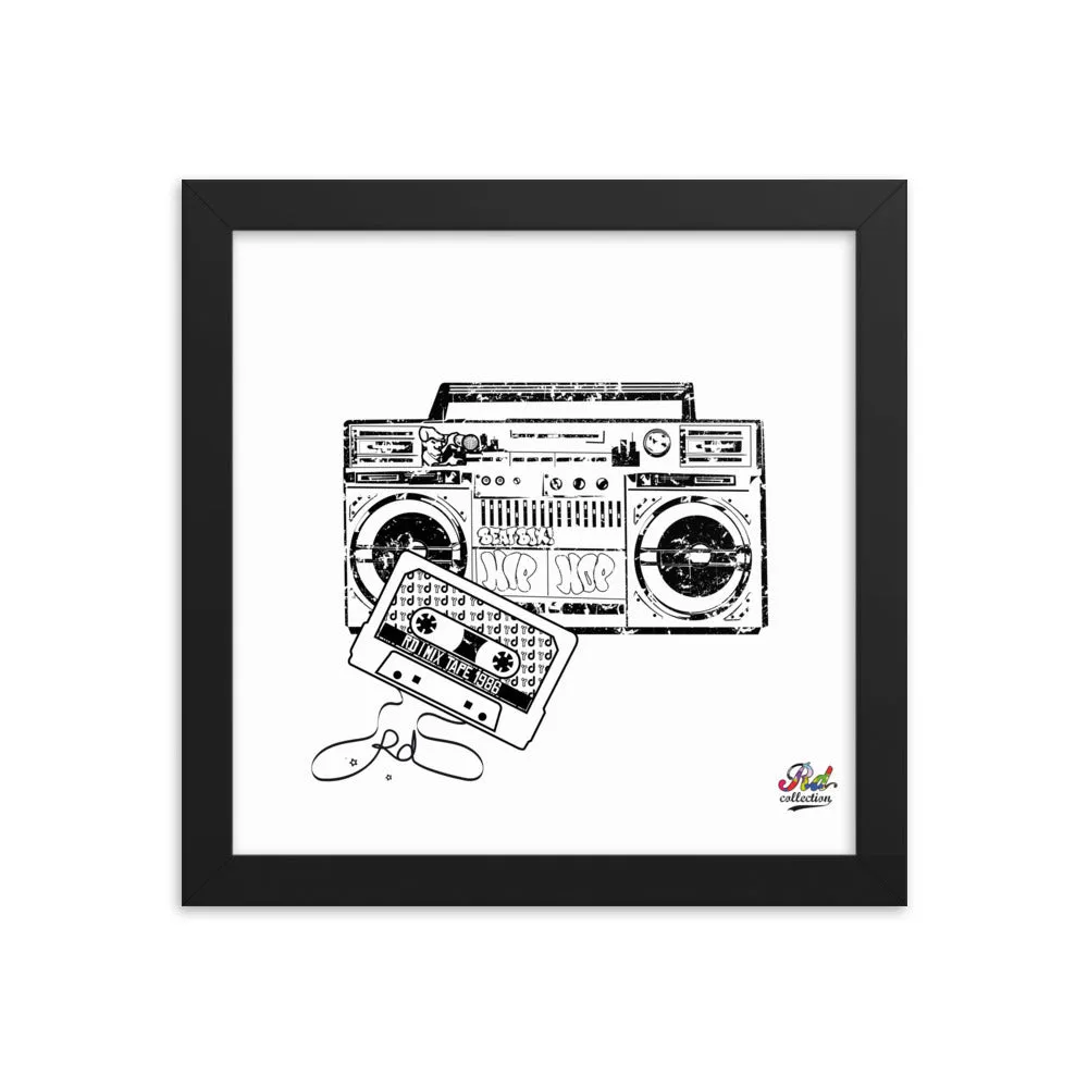 1986 mix tape mono print - framed wall art