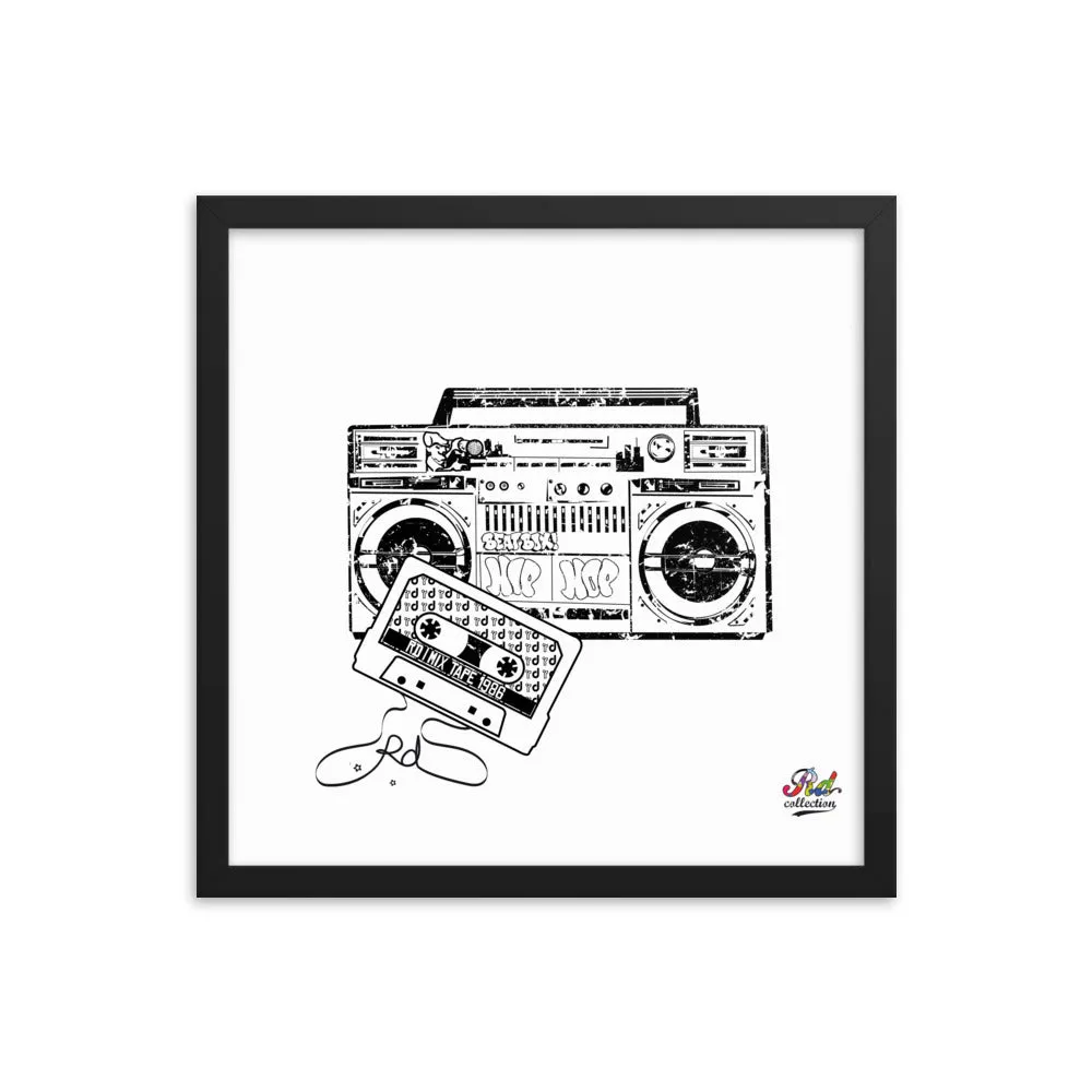 1986 mix tape mono print - framed wall art