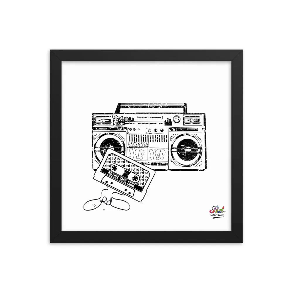 1986 mix tape mono print - framed wall art