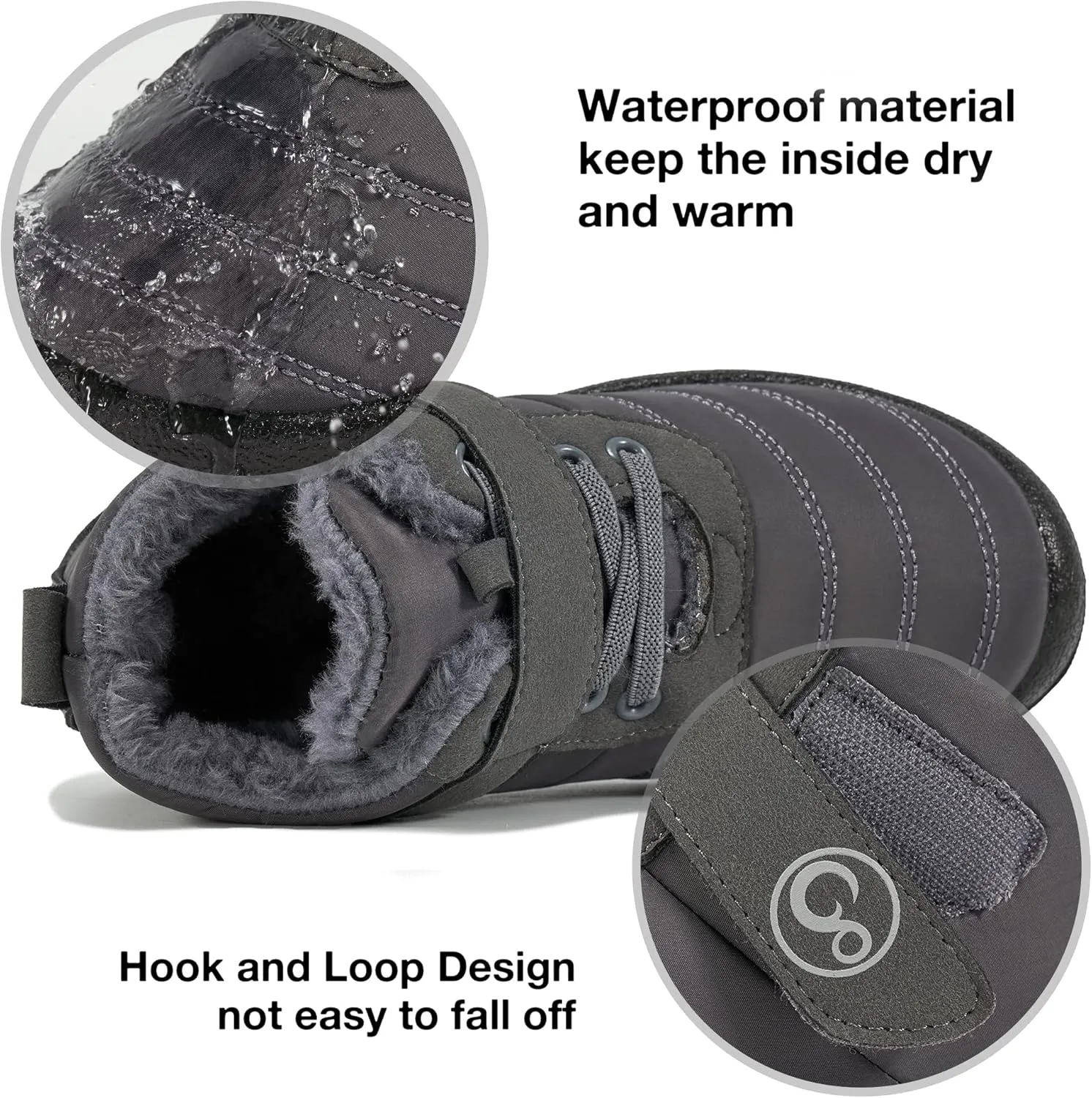 Ablanczoom Boys Girls Winter Snow Boots - Comfortable Warm Fur Lined Toddler Boot Outdoor Waterproof Slip On Walking Ankle Booties For Little Kid