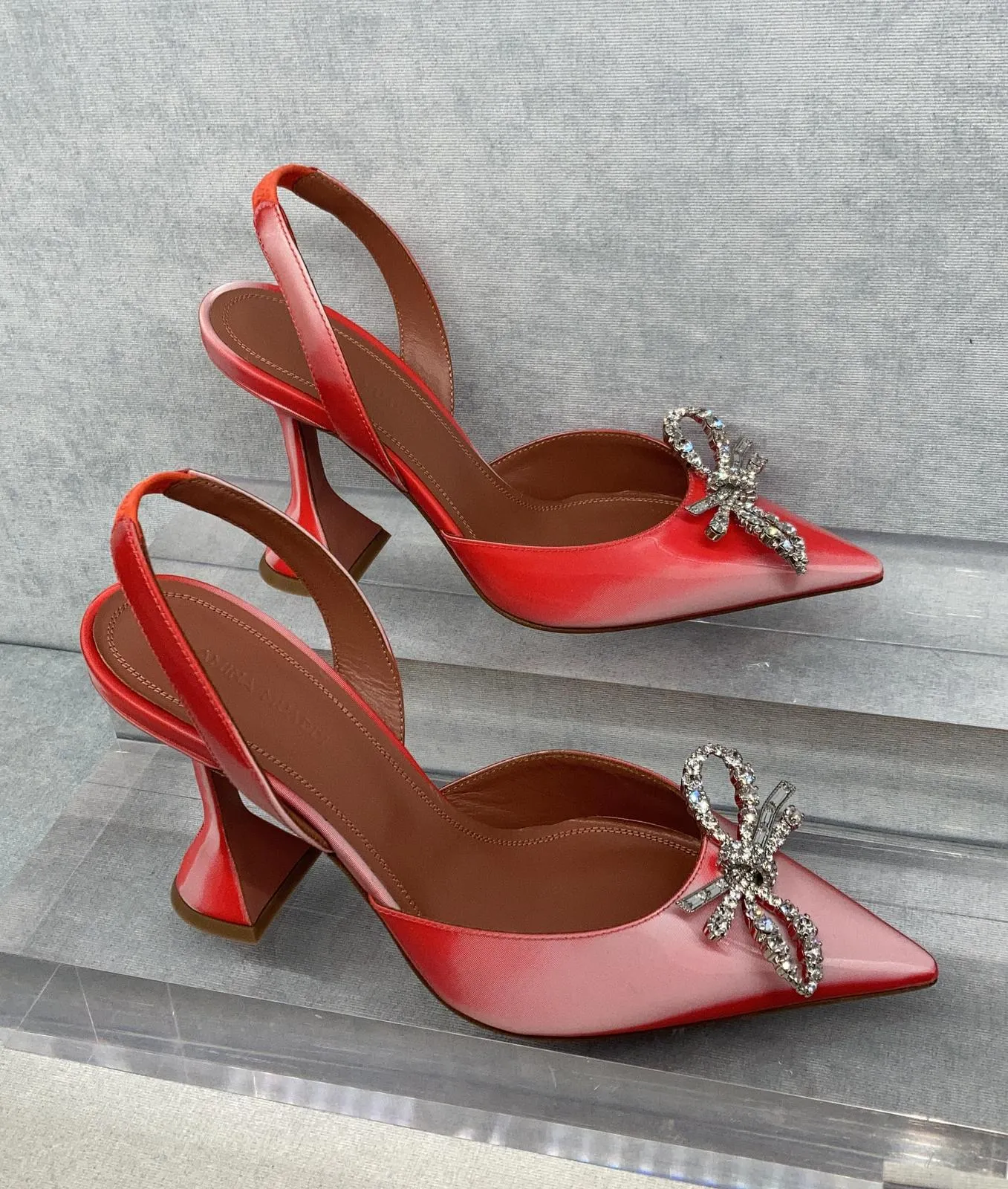 Amina Muaddi Rosie Lenticular Acetate Slingback Pumps
