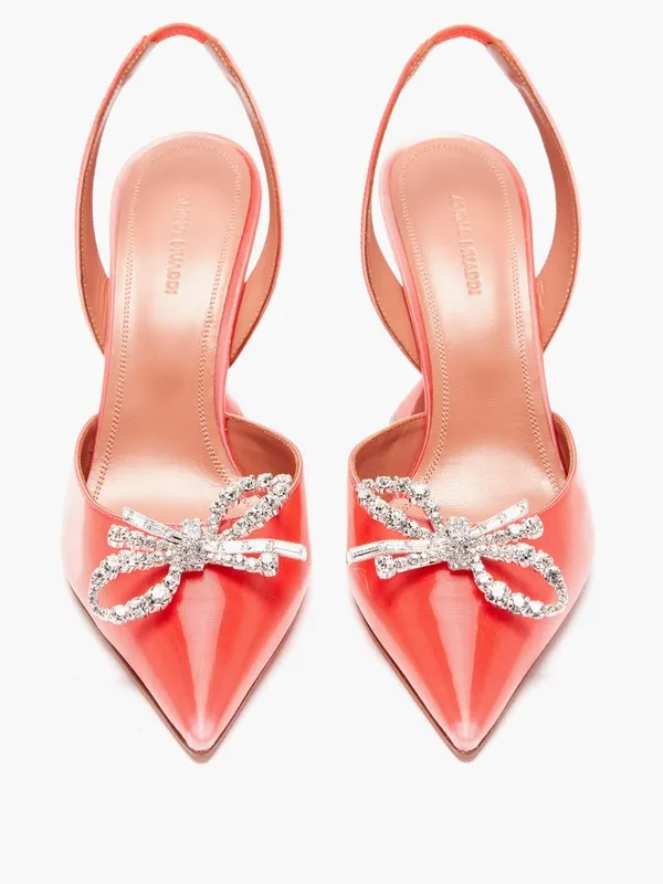 Amina Muaddi Rosie Lenticular Acetate Slingback Pumps