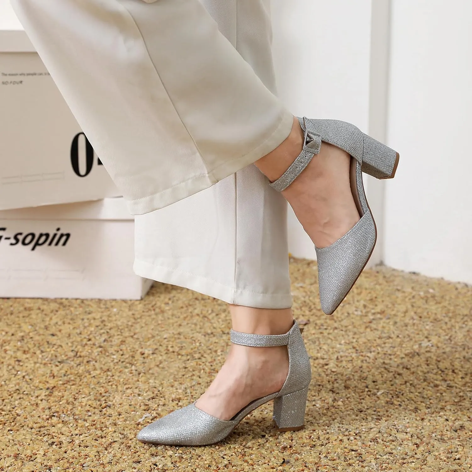 AOQUNFS Women Closed Toe Heels Ballroom Salsa Pumps Practice Performance Dancing Shoes,8005