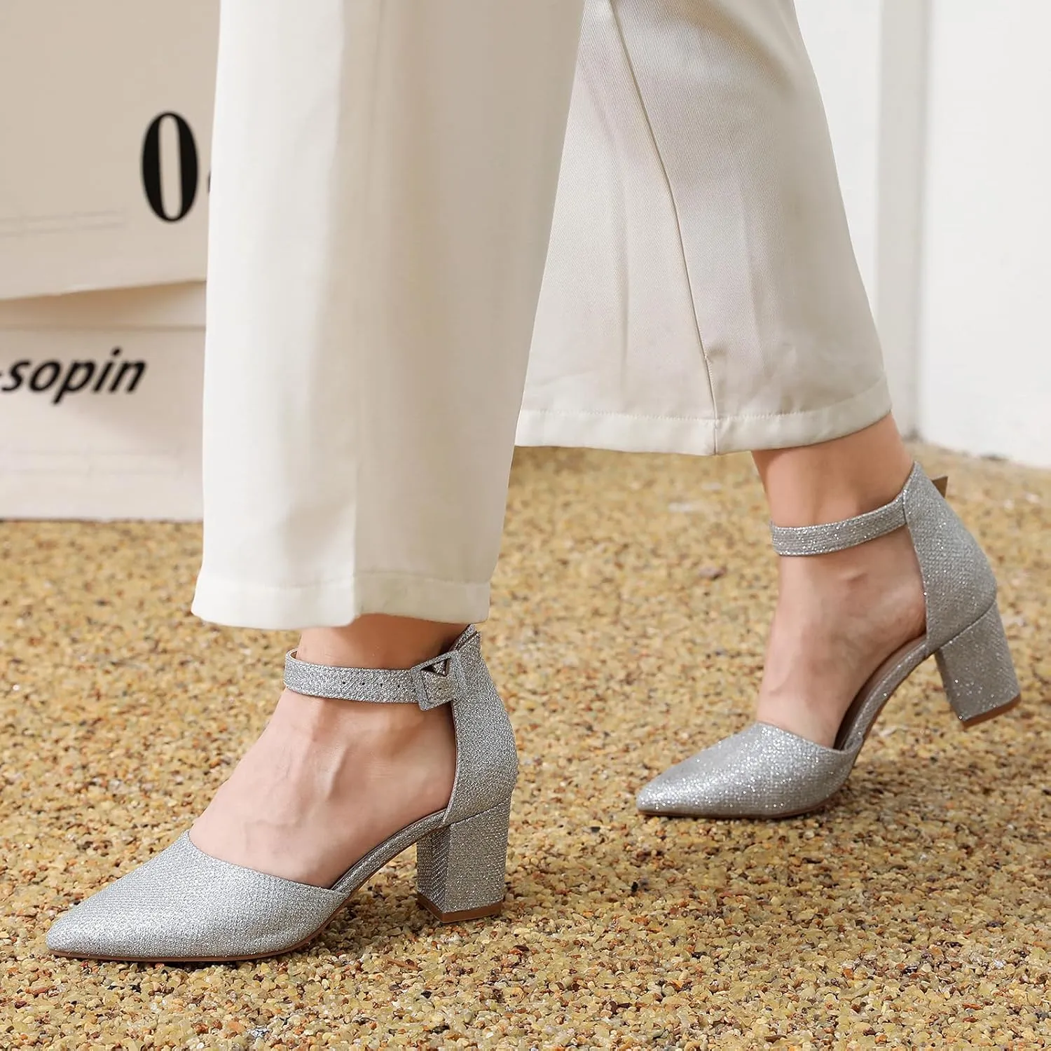 AOQUNFS Women Closed Toe Heels Ballroom Salsa Pumps Practice Performance Dancing Shoes,8005
