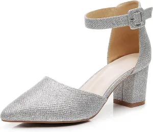 AOQUNFS Women Closed Toe Heels Ballroom Salsa Pumps Practice Performance Dancing Shoes,8005