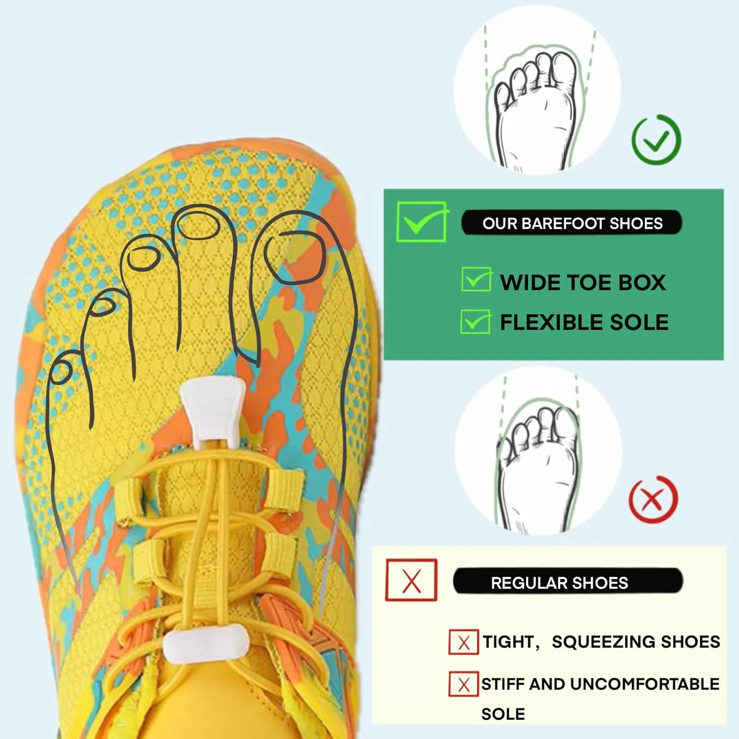 Barefoot Water Shoes for Women Men, Barefoot Shoes with Wide Toe Box, Non-Slip & Quick Dry Breathable Beach Pool Aqua Swim Surf Hiking Walking Shoes