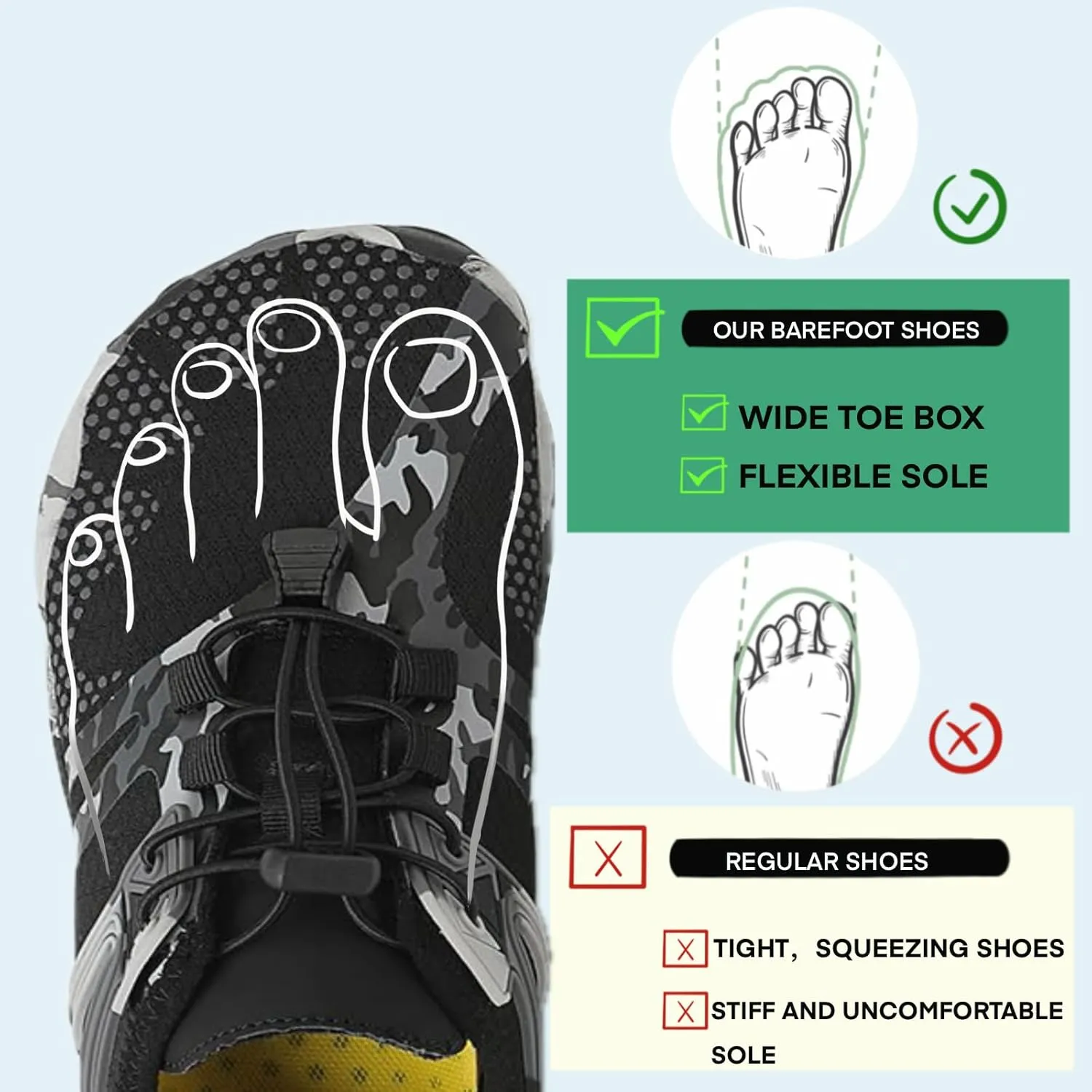 Barefoot Water Shoes for Women Men, Barefoot Shoes with Wide Toe Box, Non-Slip & Quick Dry Breathable Beach Pool Aqua Swim Surf Hiking Walking Shoes