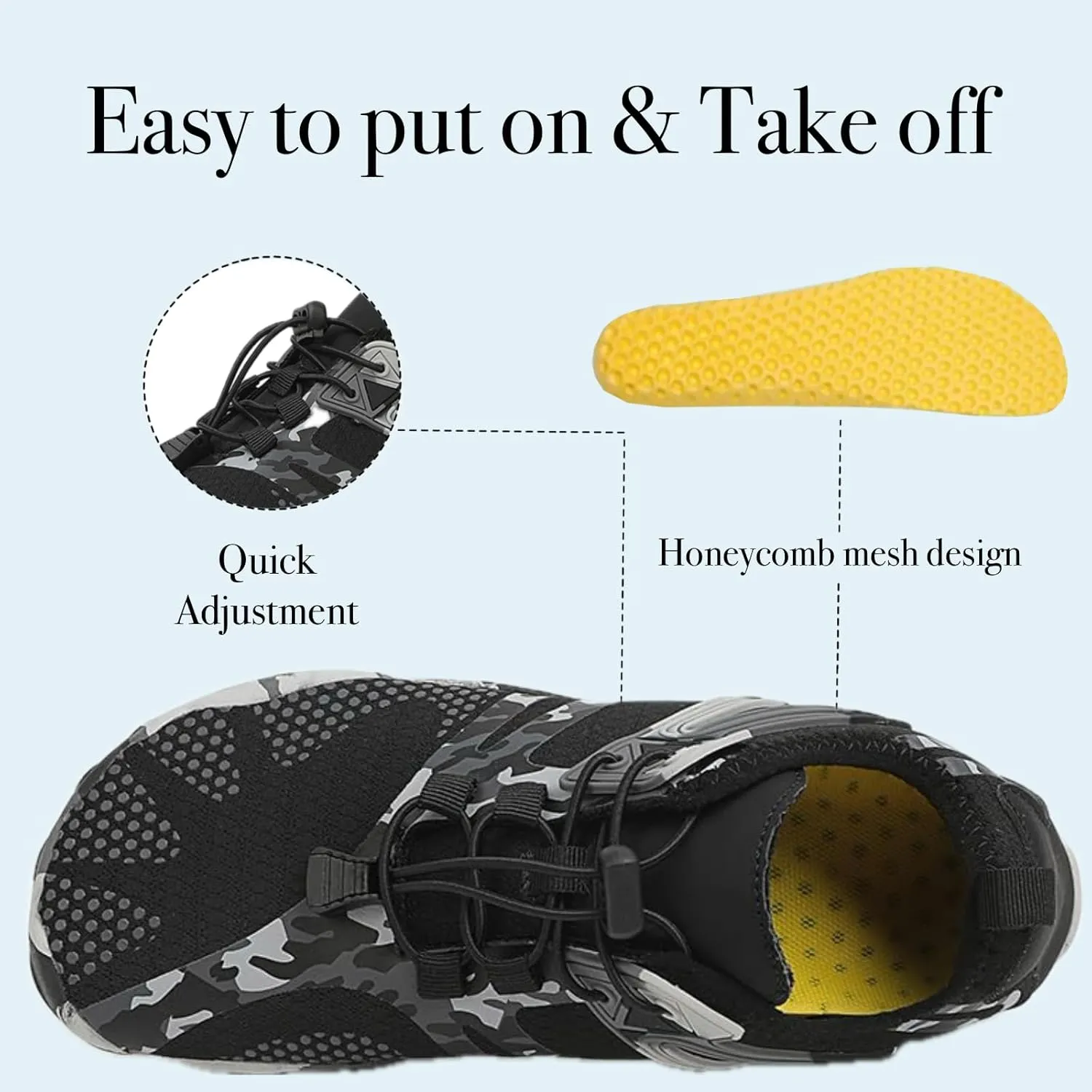 Barefoot Water Shoes for Women Men, Barefoot Shoes with Wide Toe Box, Non-Slip & Quick Dry Breathable Beach Pool Aqua Swim Surf Hiking Walking Shoes