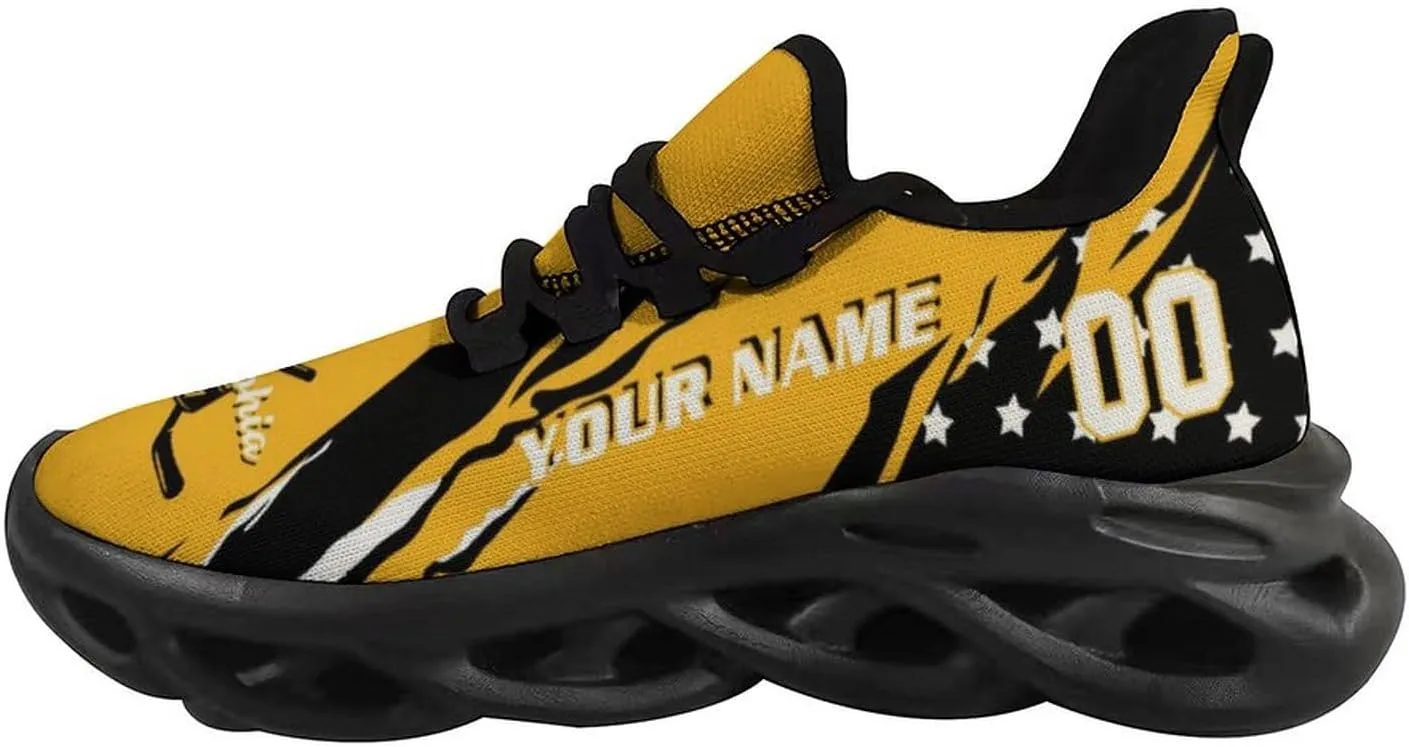 Custom Hockey Sneakers Personalized Breathable Fans Gifts Add Name & Number Workout Athletic Gym Slip-on Shoes for Men Women