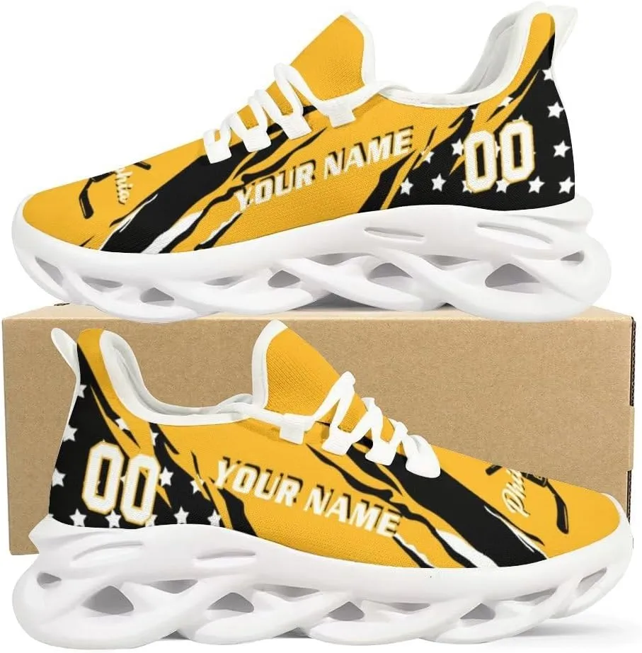 Custom Hockey Sneakers Personalized Breathable Fans Gifts Add Name & Number Workout Athletic Gym Slip-on Shoes for Men Women