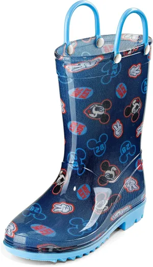 Disney Mickey Mouse Boys' Waterproof PVC Rain Boots with Handles  Toddler & Little Kids