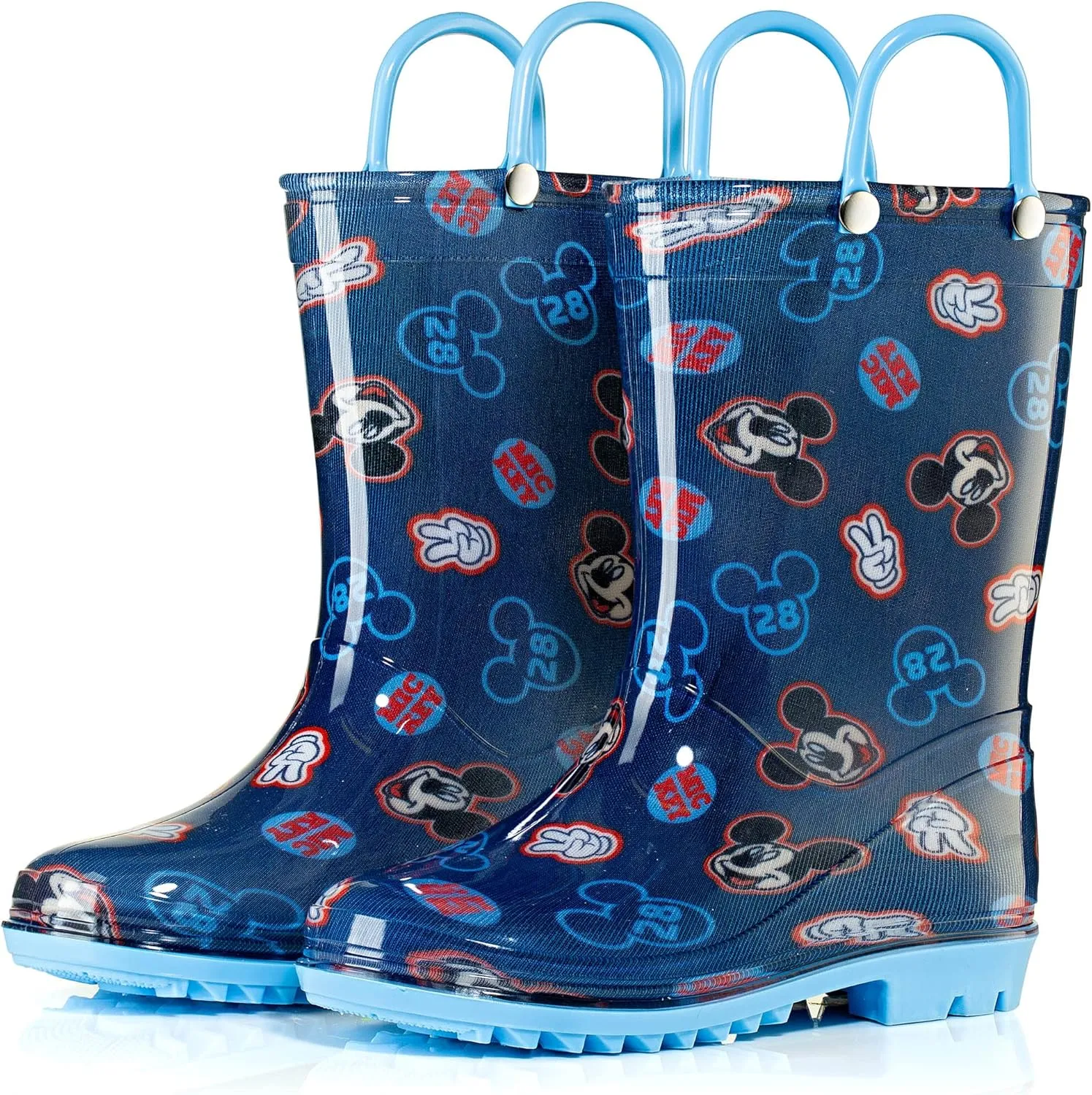 Disney Mickey Mouse Boys' Waterproof PVC Rain Boots with Handles  Toddler & Little Kids