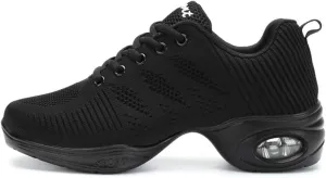 DKZSYIM Men and Women's Modern Dance Sneakers Lace-up Breathable Ballroom Performance Practice Dancing Sneakers,Model T01