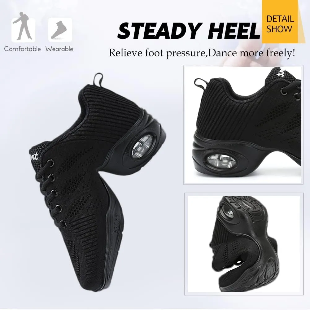 DKZSYIM Men and Women's Modern Dance Sneakers Lace-up Breathable Ballroom Performance Practice Dancing Sneakers,Model T01