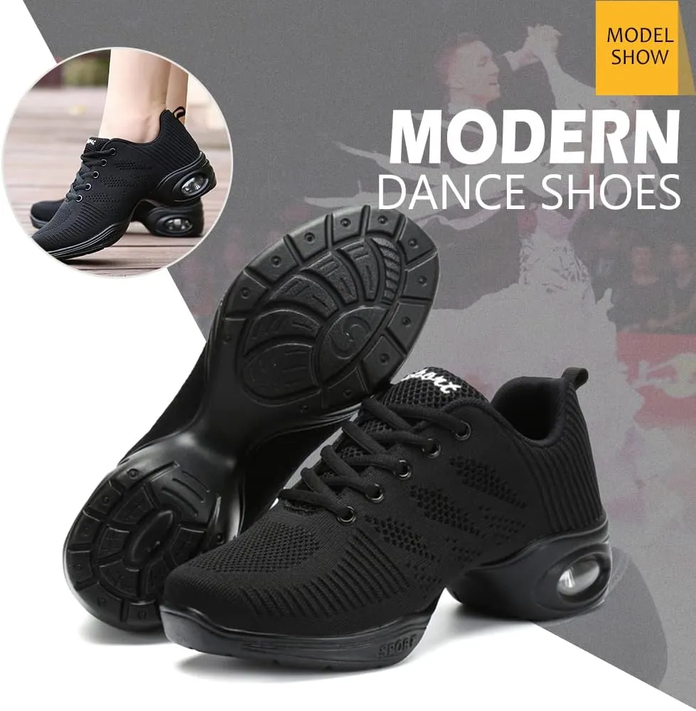 DKZSYIM Men and Women's Modern Dance Sneakers Lace-up Breathable Ballroom Performance Practice Dancing Sneakers,Model T01
