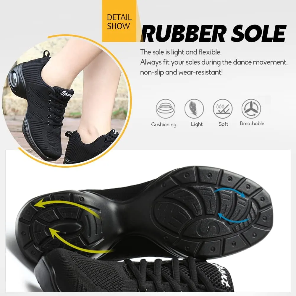 DKZSYIM Men and Women's Modern Dance Sneakers Lace-up Breathable Ballroom Performance Practice Dancing Sneakers,Model T01