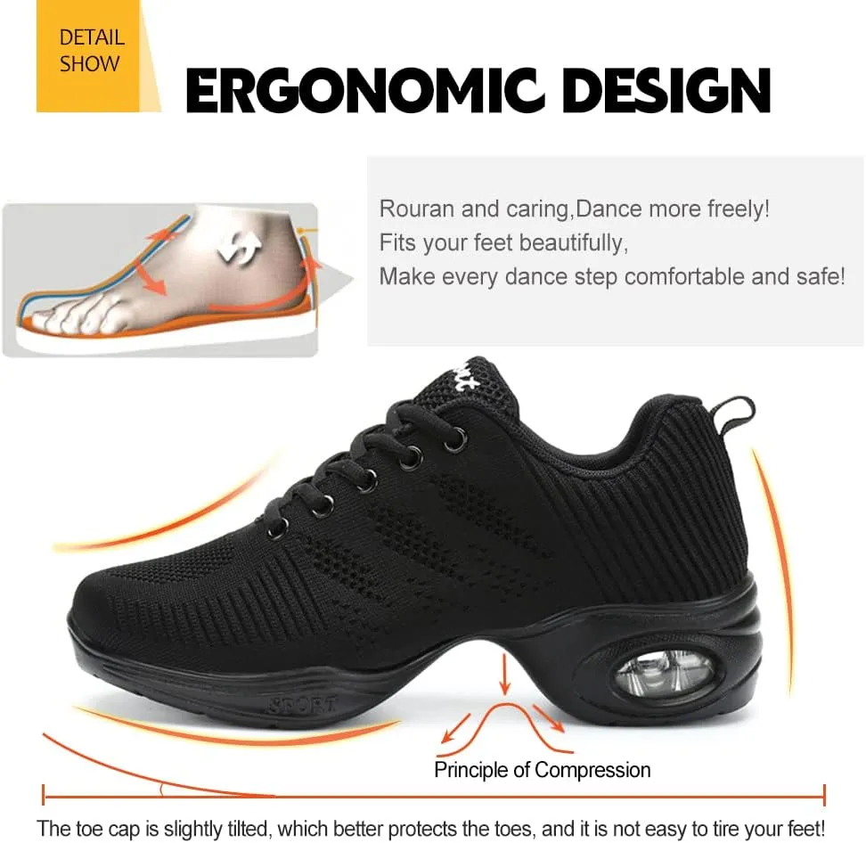 DKZSYIM Men and Women's Modern Dance Sneakers Lace-up Breathable Ballroom Performance Practice Dancing Sneakers,Model T01