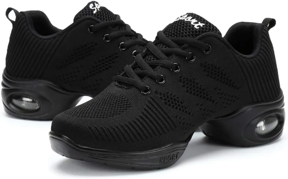 DKZSYIM Men and Women's Modern Dance Sneakers Lace-up Breathable Ballroom Performance Practice Dancing Sneakers,Model T01