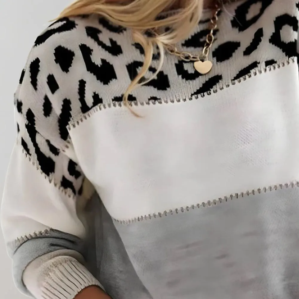 Dolly  Colourblock Leopard Knit Jumper