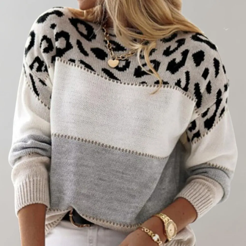 Dolly  Colourblock Leopard Knit Jumper