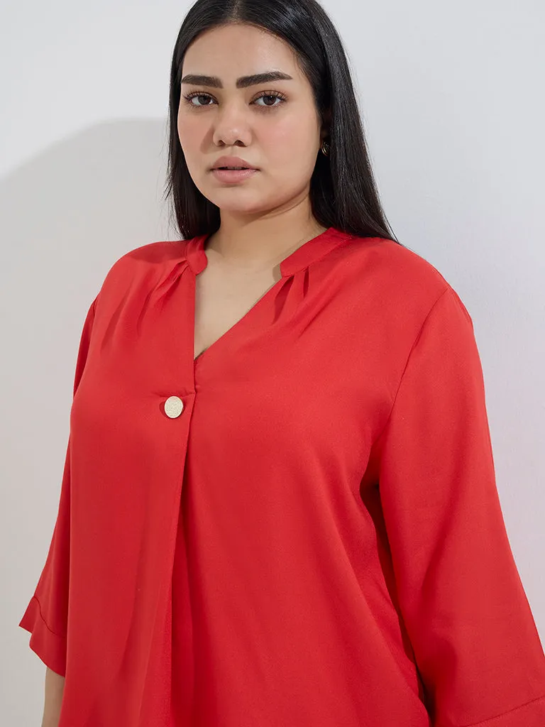Gia Red Solid Blouse