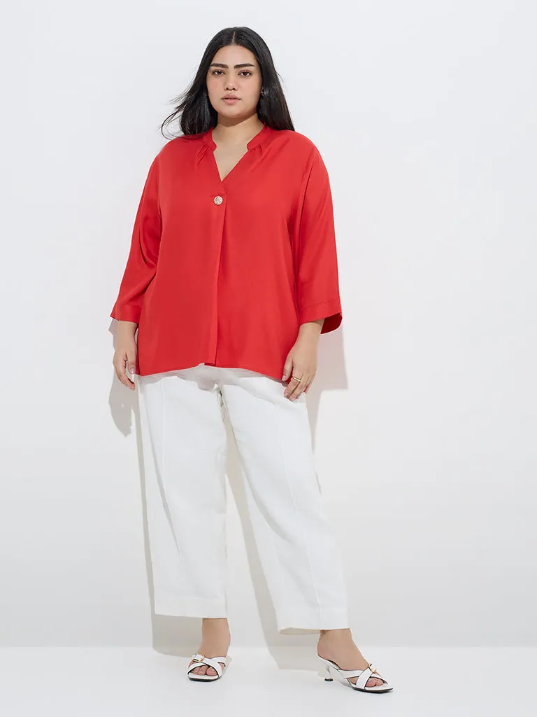 Gia Red Solid Blouse