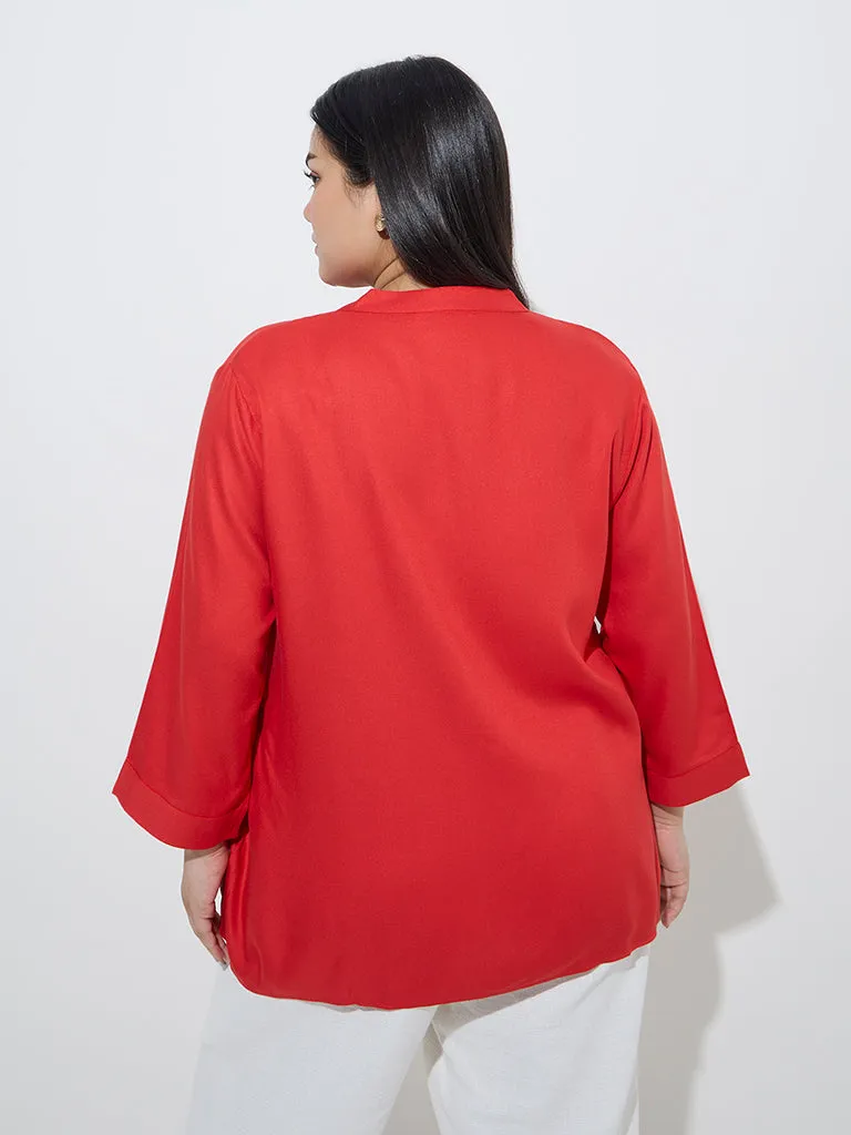 Gia Red Solid Blouse