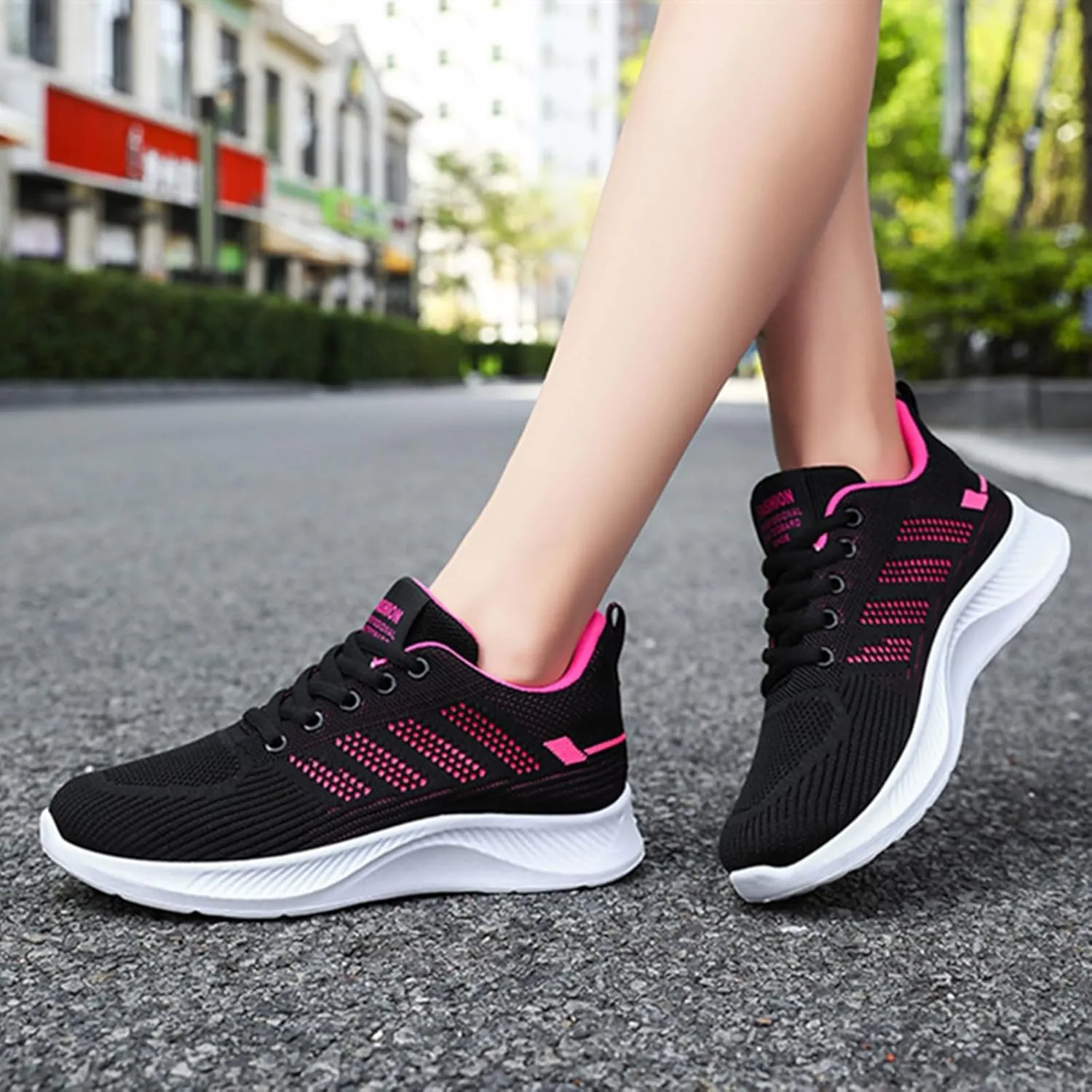 HINDOLA Womens Sneakers Lightweight Running Shoes Mesh Breathable Fashion Sneakers Athletic Comfortable Casual Non Slip Walking Shoes
