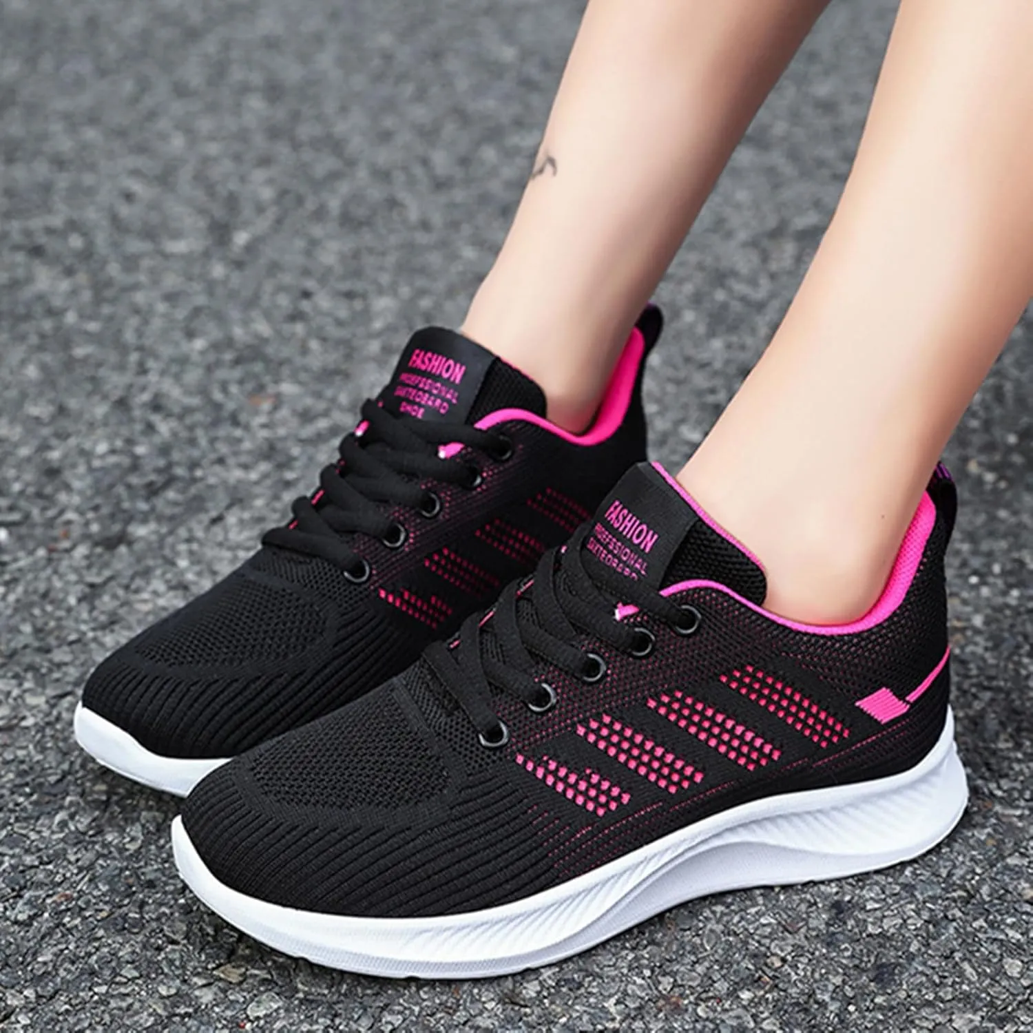 HINDOLA Womens Sneakers Lightweight Running Shoes Mesh Breathable Fashion Sneakers Athletic Comfortable Casual Non Slip Walking Shoes