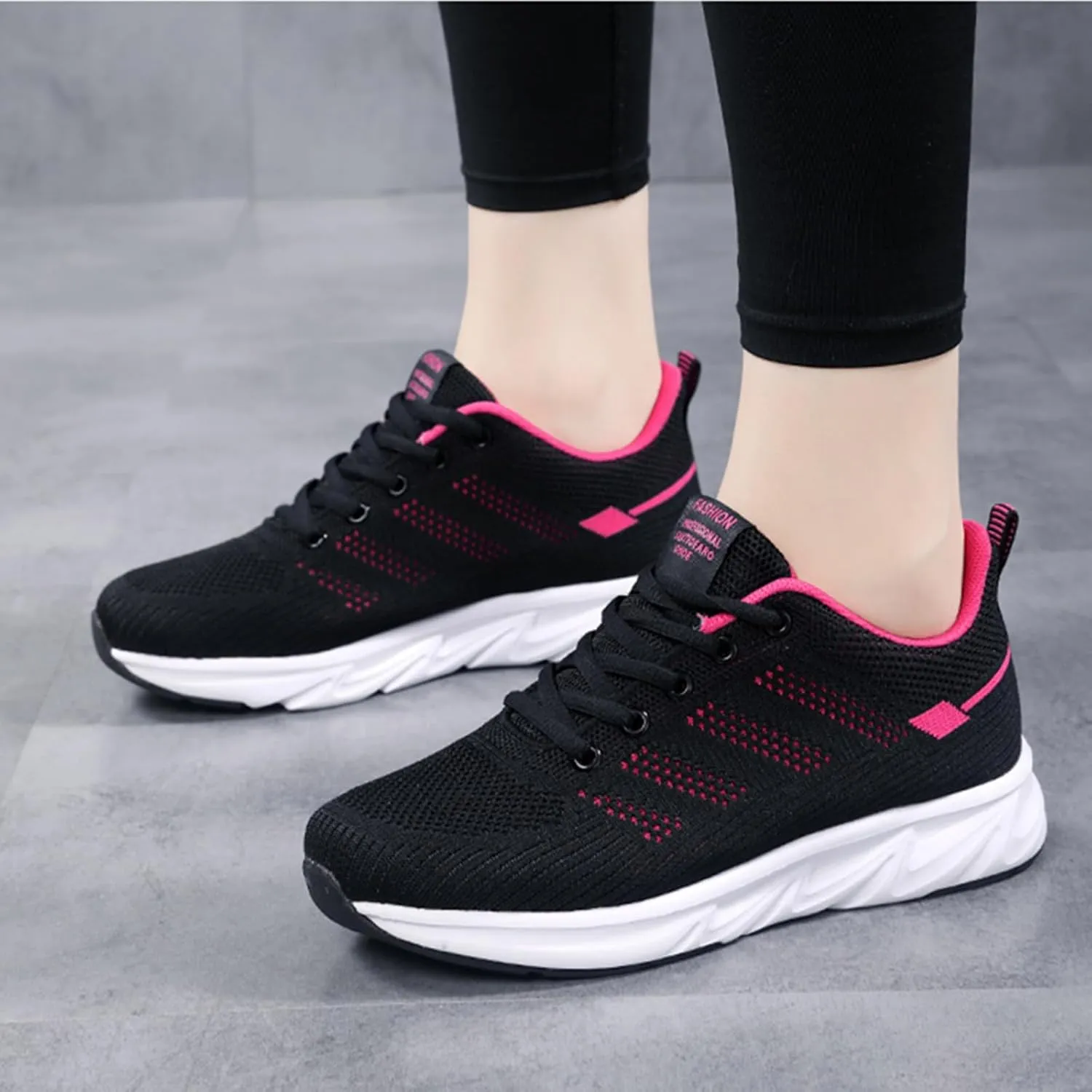 HINDOLA Womens Sneakers Lightweight Running Shoes Mesh Breathable Fashion Sneakers Athletic Comfortable Casual Non Slip Walking Shoes