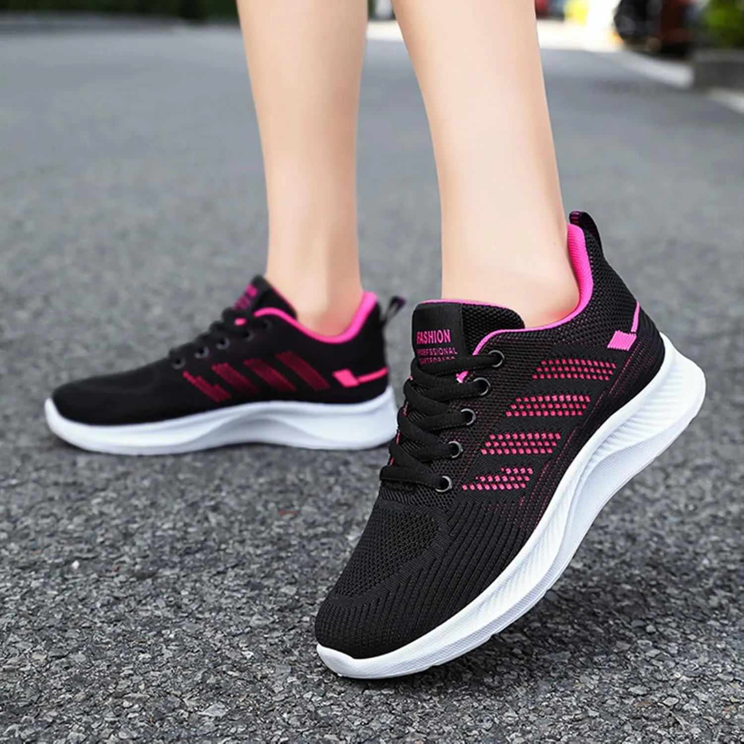 HINDOLA Womens Sneakers Lightweight Running Shoes Mesh Breathable Fashion Sneakers Athletic Comfortable Casual Non Slip Walking Shoes