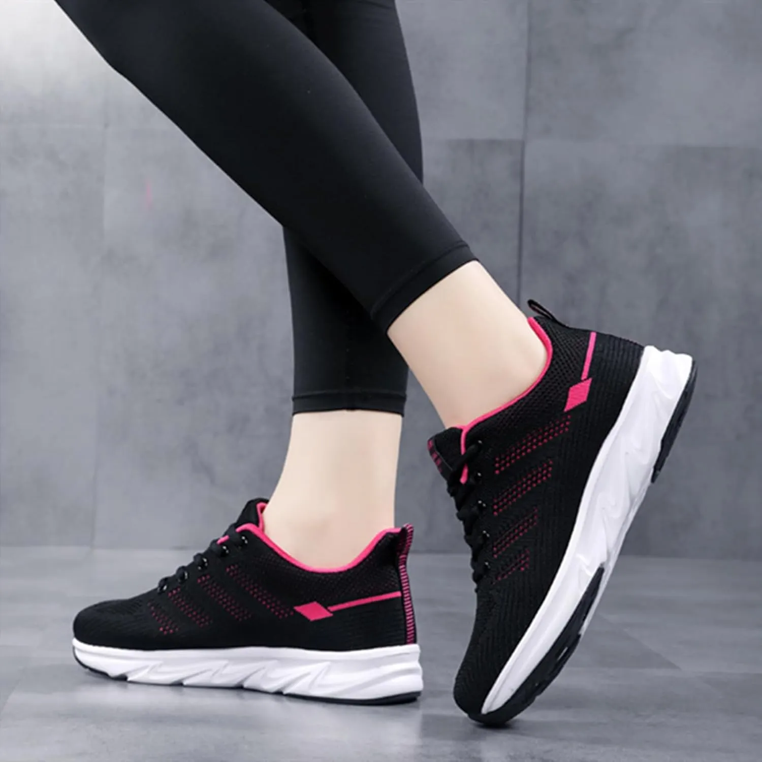 HINDOLA Womens Sneakers Lightweight Running Shoes Mesh Breathable Fashion Sneakers Athletic Comfortable Casual Non Slip Walking Shoes