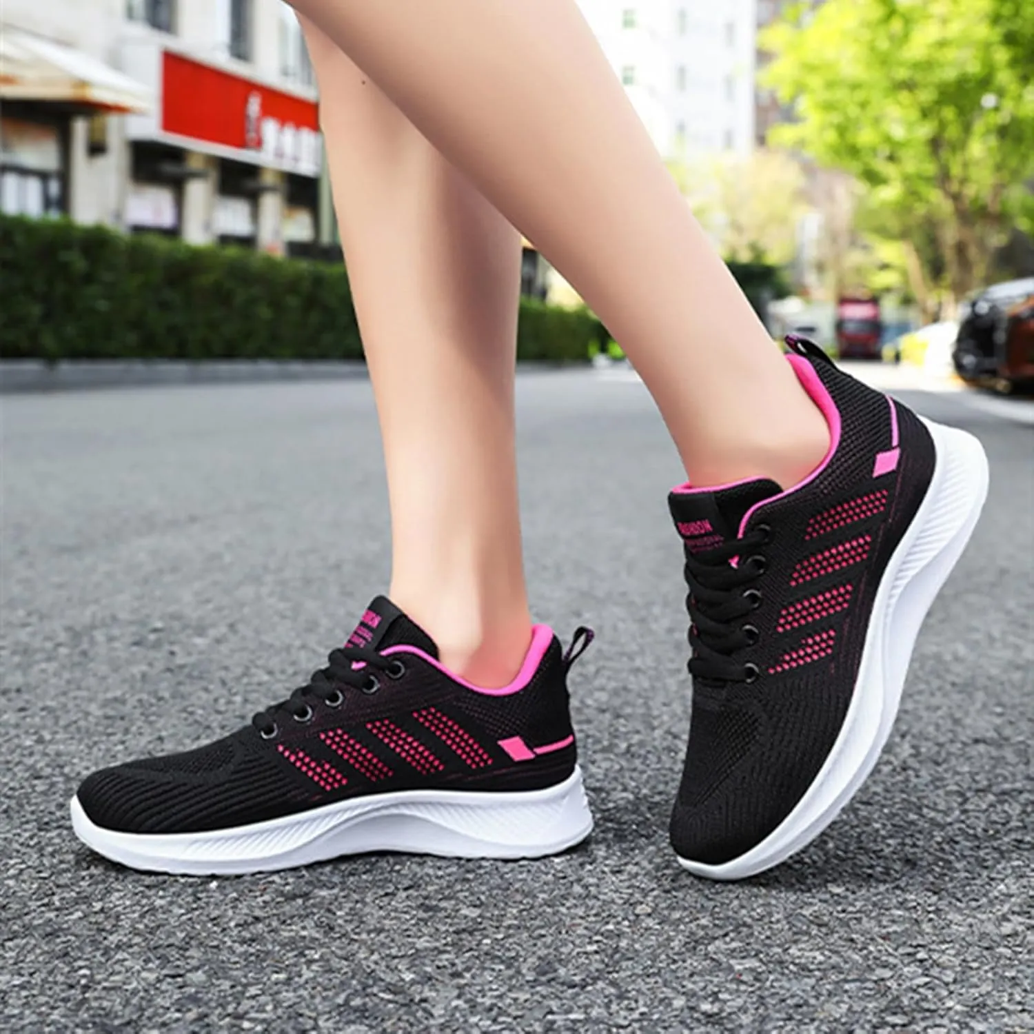 HINDOLA Womens Sneakers Lightweight Running Shoes Mesh Breathable Fashion Sneakers Athletic Comfortable Casual Non Slip Walking Shoes