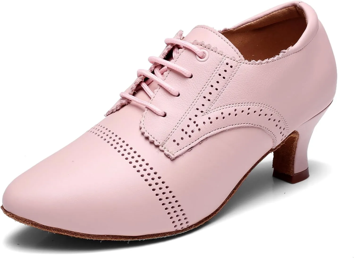 HIPPOSEUS Women's Closed Toe Latin Dance Shoes Lace up Ballroom Modern Salsa Rhythm Dance Teaching Practice Shoes,Model WDL