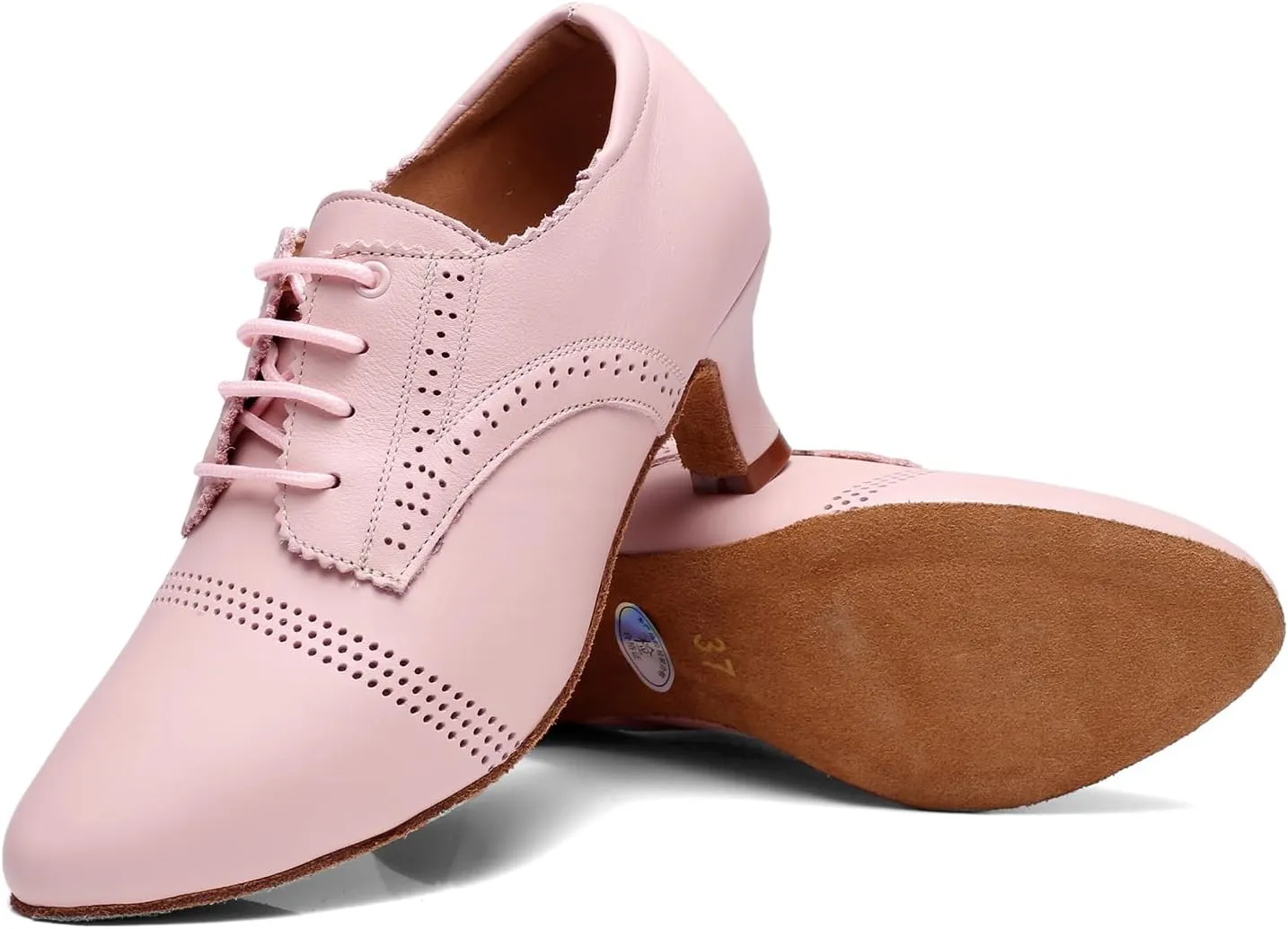 HIPPOSEUS Women's Closed Toe Latin Dance Shoes Lace up Ballroom Modern Salsa Rhythm Dance Teaching Practice Shoes,Model WDL