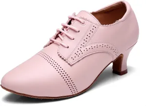HIPPOSEUS Women's Closed Toe Latin Dance Shoes Lace up Ballroom Modern Salsa Rhythm Dance Teaching Practice Shoes,Model WDL