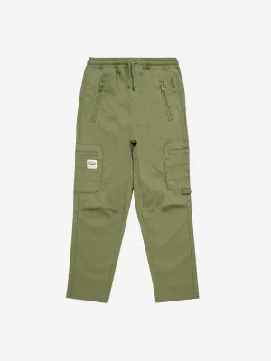 HOP Kids Olive Cotton-Blend Mid-Rise Trousers