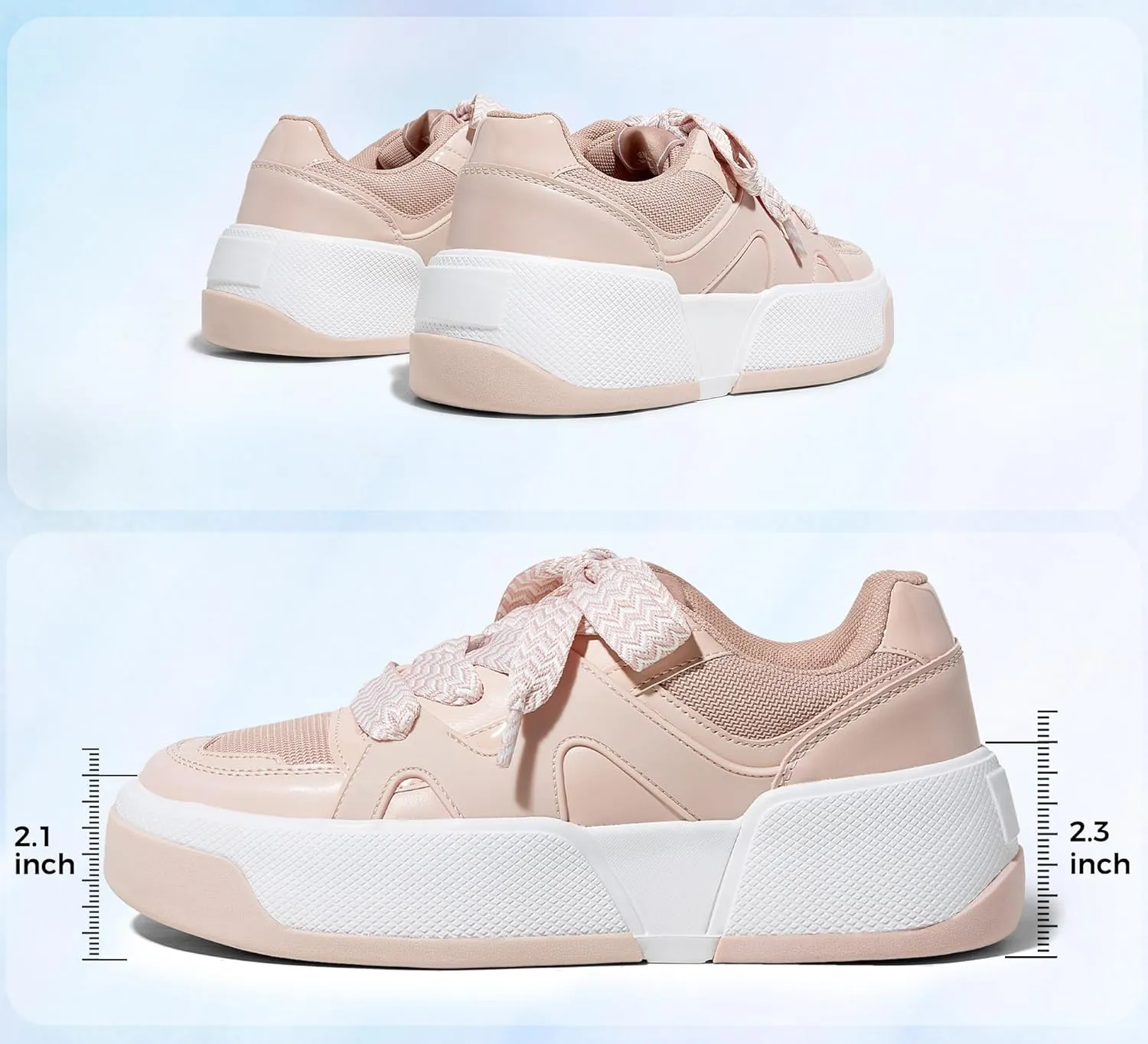 LUCKY STEP Womens Platform Fashion Sneakers Lace up Casual Faux Leather Comfortable Thick Sole Tennis Walking Shoes