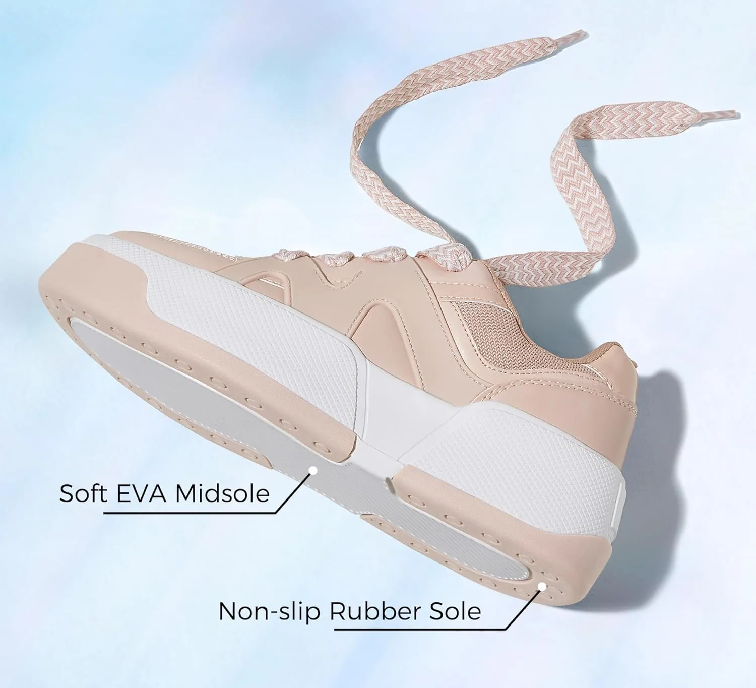 LUCKY STEP Womens Platform Fashion Sneakers Lace up Casual Faux Leather Comfortable Thick Sole Tennis Walking Shoes