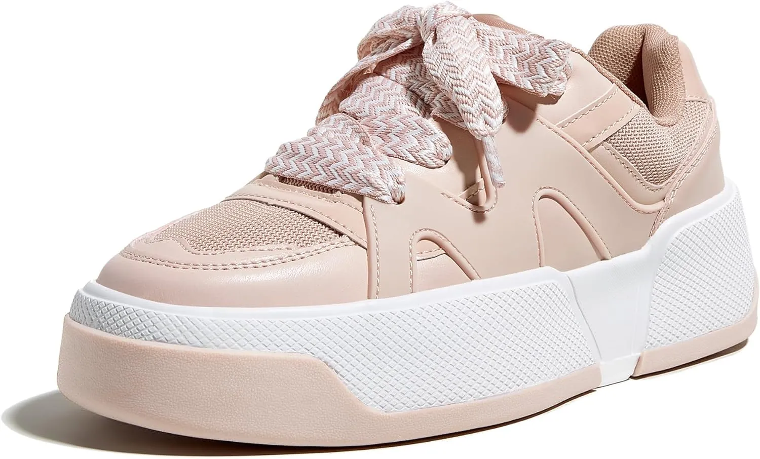 LUCKY STEP Womens Platform Fashion Sneakers Lace up Casual Faux Leather Comfortable Thick Sole Tennis Walking Shoes