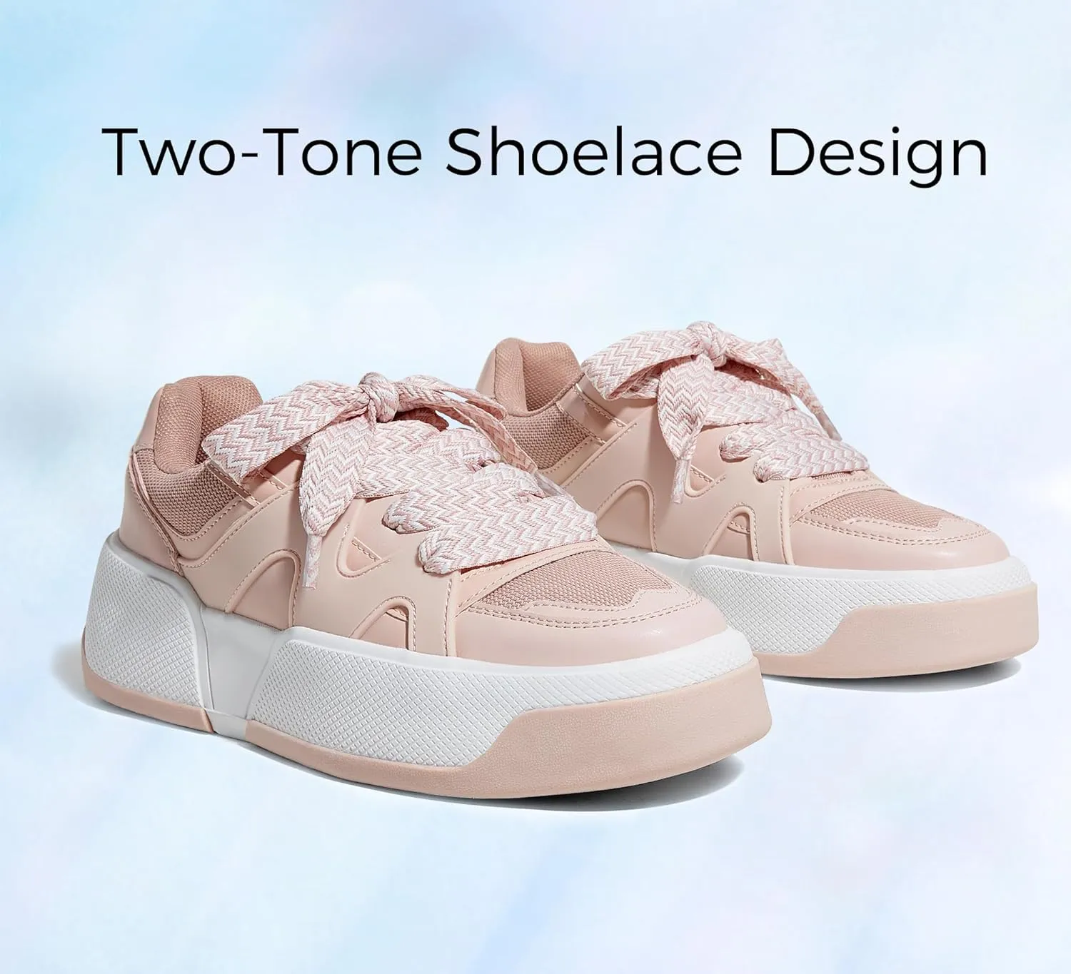 LUCKY STEP Womens Platform Fashion Sneakers Lace up Casual Faux Leather Comfortable Thick Sole Tennis Walking Shoes