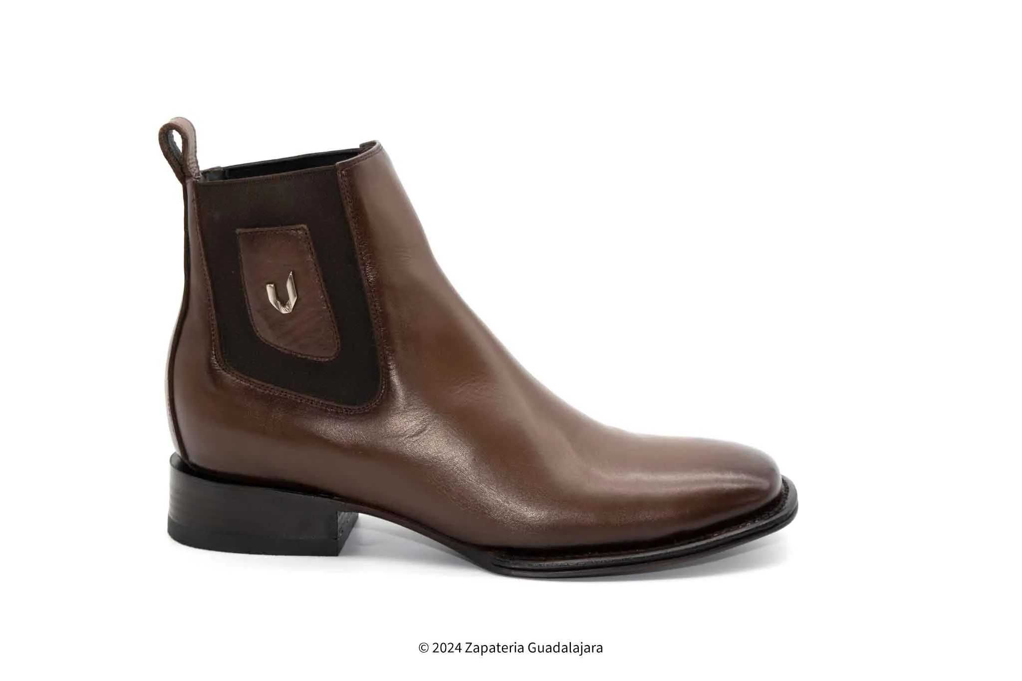 MEN WIDE SQUARE TOE FADED BROWN LEATHER BOOT - 782B2716