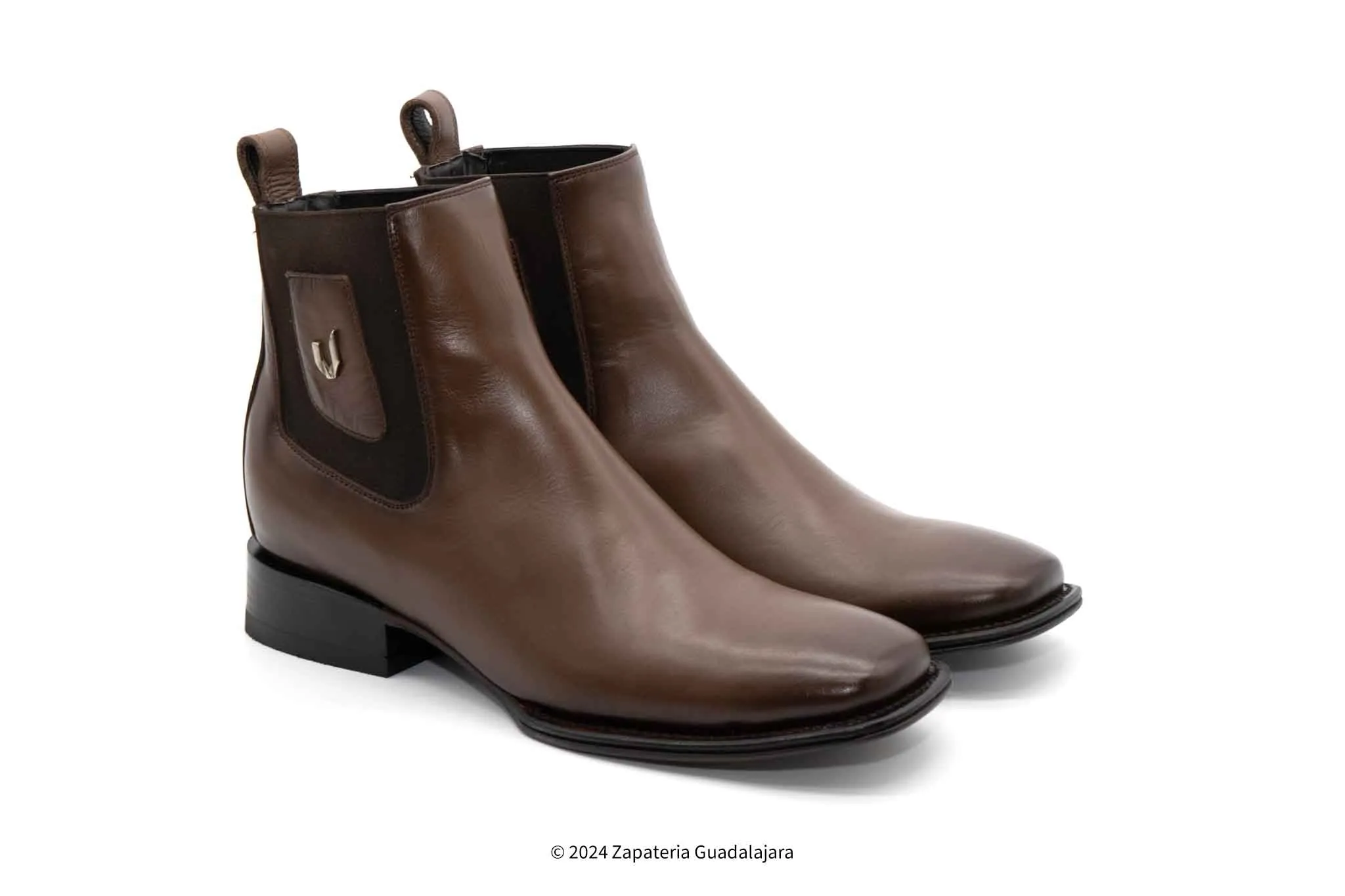 MEN WIDE SQUARE TOE FADED BROWN LEATHER BOOT - 782B2716
