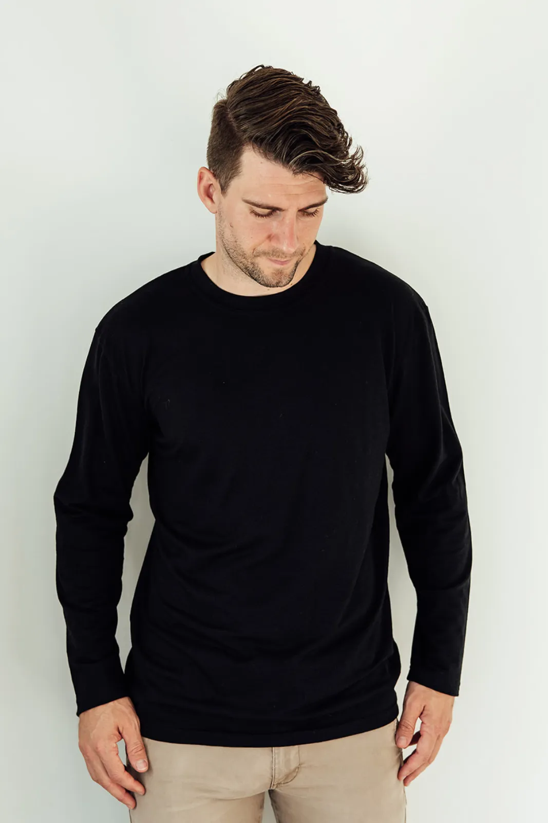 Mens Merino Long Sleeve T-Shirt - Black