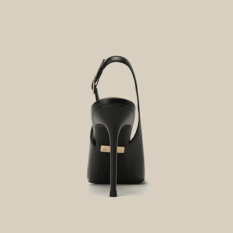 Pointed-Toe Leather Slingback Pumps – CAMILLE