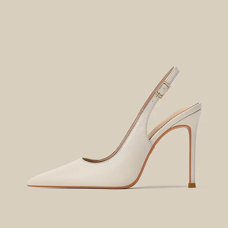 Pointed-Toe Leather Slingback Pumps – CAMILLE