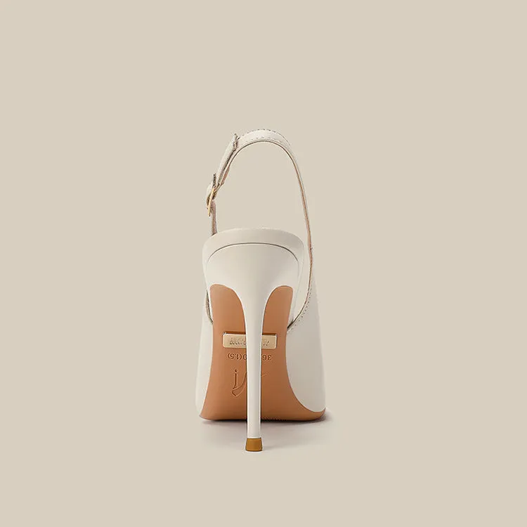 Pointed-Toe Leather Slingback Pumps – CAMILLE