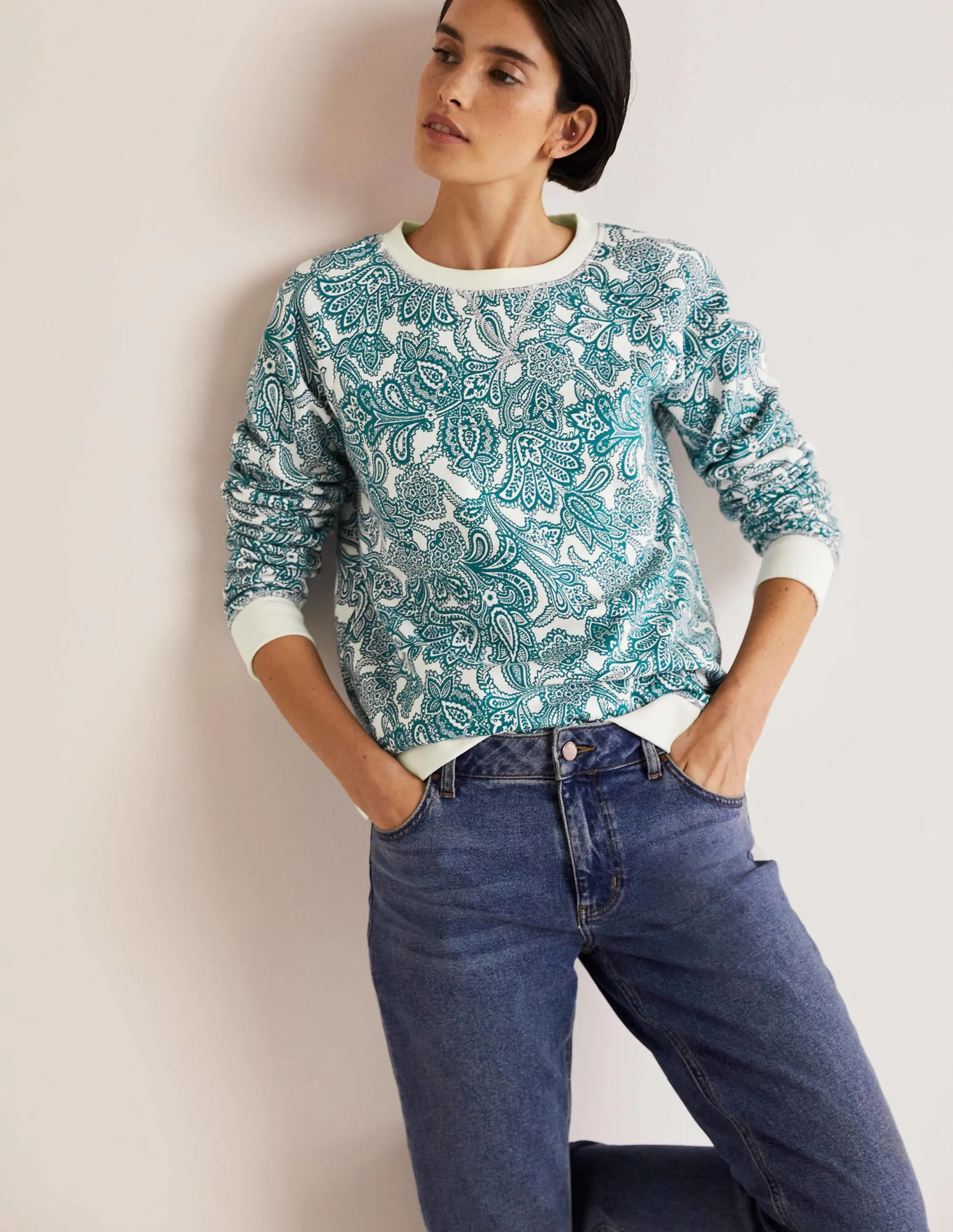 Printed Cotton Sweatshirt-Chesapeake Bay, Paisley Bud